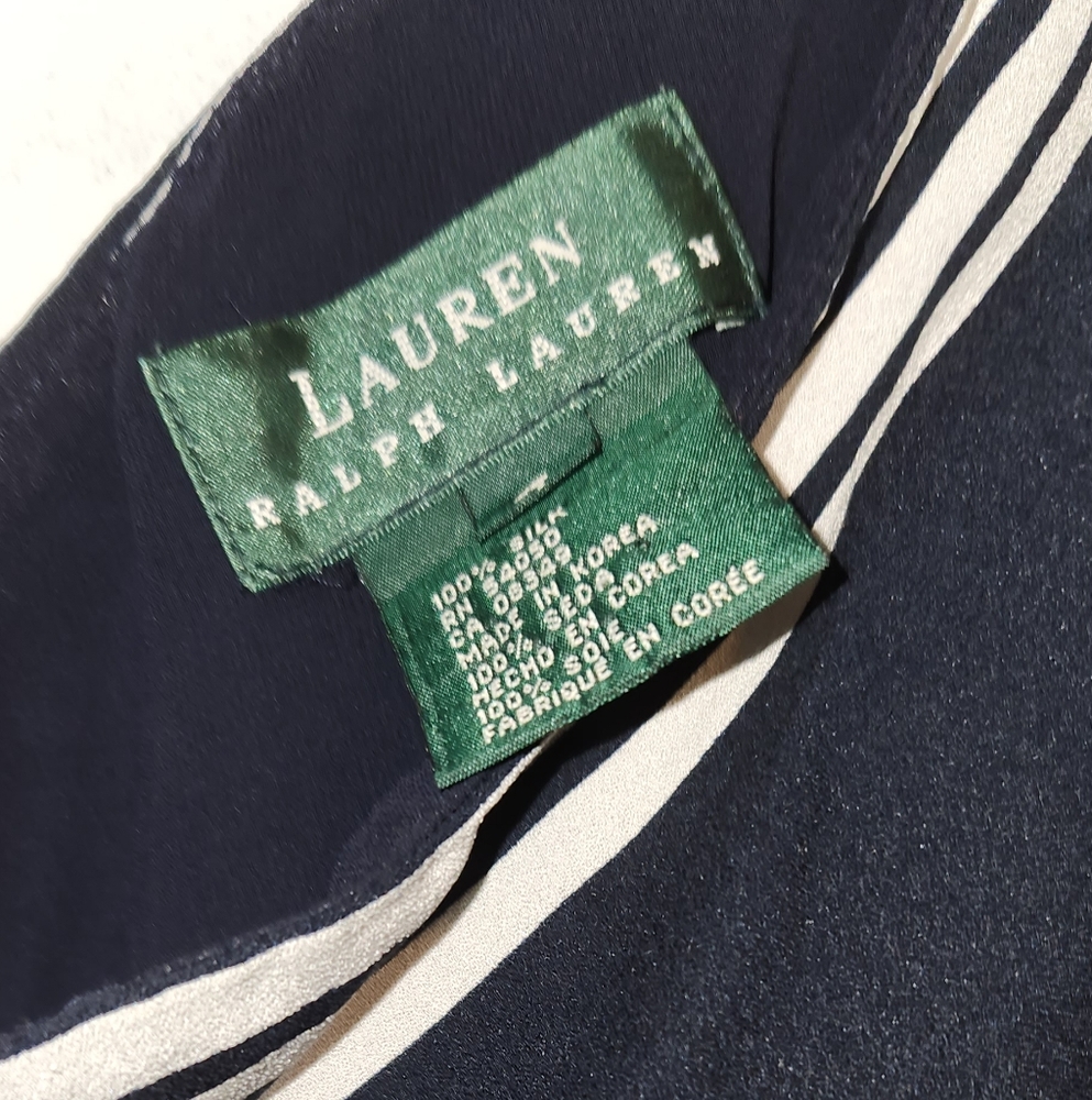 Ralph Lauren One Shoulder Maxi Dress - Silk Blue and White Size 4 - Picture 8 of 13